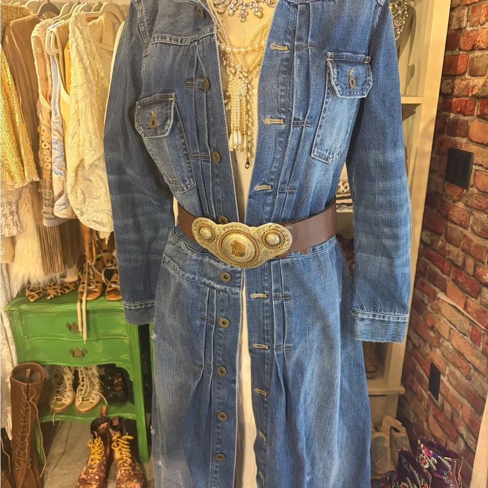 Ralph Lauren Blue Button-Front Maxi Denim Dress - Picture 4 of 16